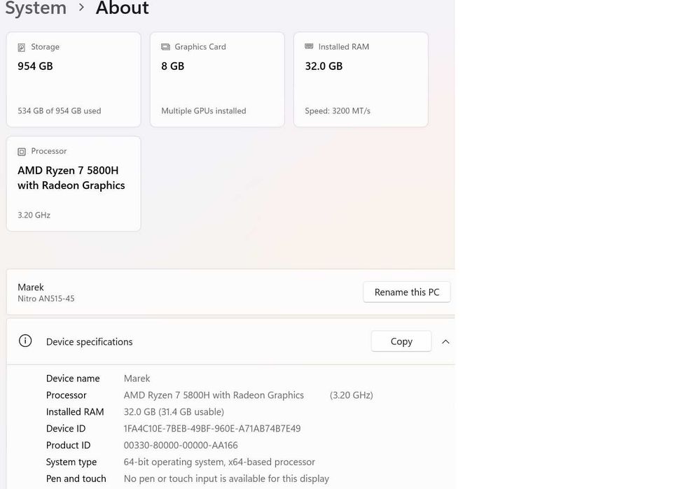 Acer Nitro 5 AN15-45-R3YL