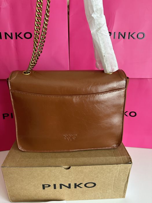 Дамска чанта за рамо PINKO LOVE ONE BIG кафяв цвят