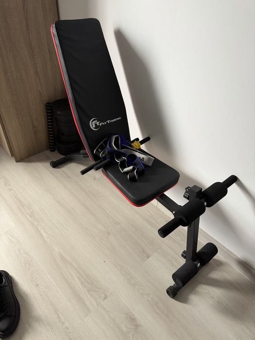 Set fitness complet FitTronic – bancă, greutăți și accesorii