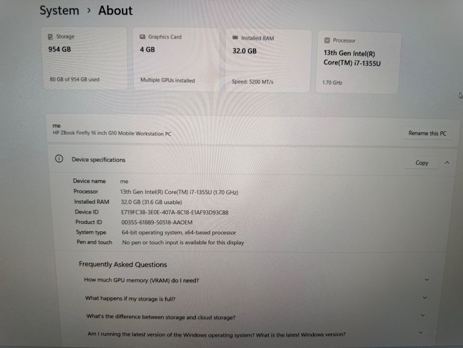 16" HP ZBook Firefly G10, 13th Gen i7 1355U, 32GB RAM, 1TB, В ГАРАНЦИЯ