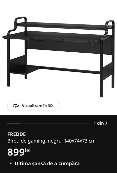 Birou  Gaming/Copii IKEA FREDDE – Stare Excelentă – Foarte Încăpător