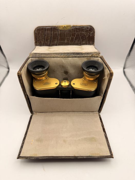 Ранен Carl Zeiss Jena Teleater 3x №249692 – театрален бинокъл около 1910 г. с оригинален калъф