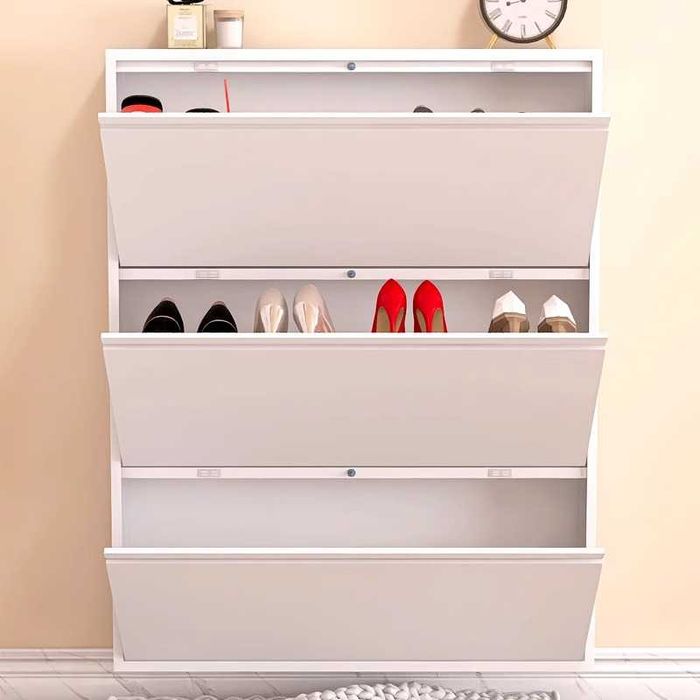 Тонкий обувной шкаф

За дверь — идеально

Всего 15 см

Прочная сталь