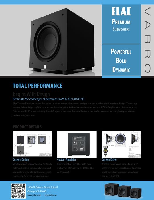 Elac Varro Premium PS-250. Subwoofer premium. Nou, la cutie. Preț fix.