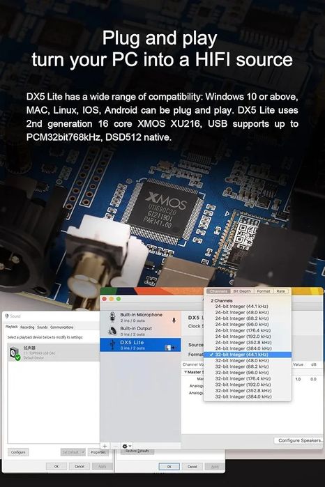 TOPPING DX5 Lite декодер ES9068AS*2 DAC усилвател за слушалки DSD512 768kHz