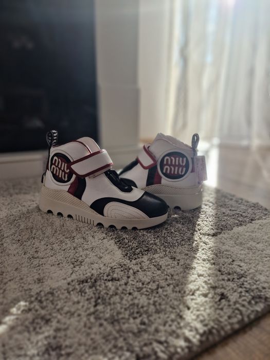 Miu Miu Leather High-Top Sneakers
