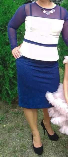 Елегантен дамски комплект пола + блуза празничен костюм