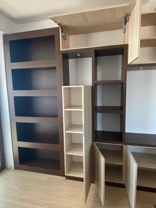 Bibliotecă Living cu Etajere; Dulap cu Rafturi și Uși, Comodă TV