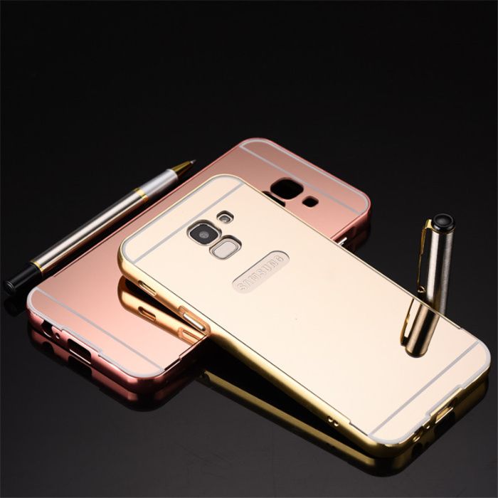 Husa / Bumper aluminiu + spate Oglinda Samsung Galaxy A8 2018, J1 2016