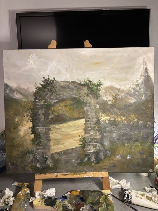 Tablou in stil medieval - acrilic pe panza