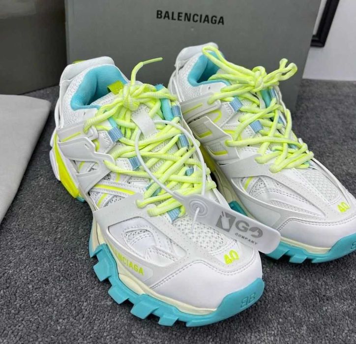Balenciaga Track Sneaker "White/Neon Yellow/Light Blue"