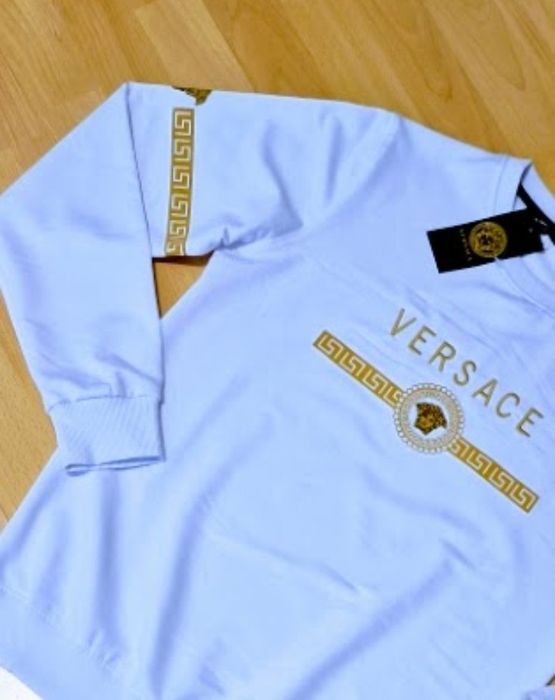 Bluza alba Versace, unisex, logo brodat, new model