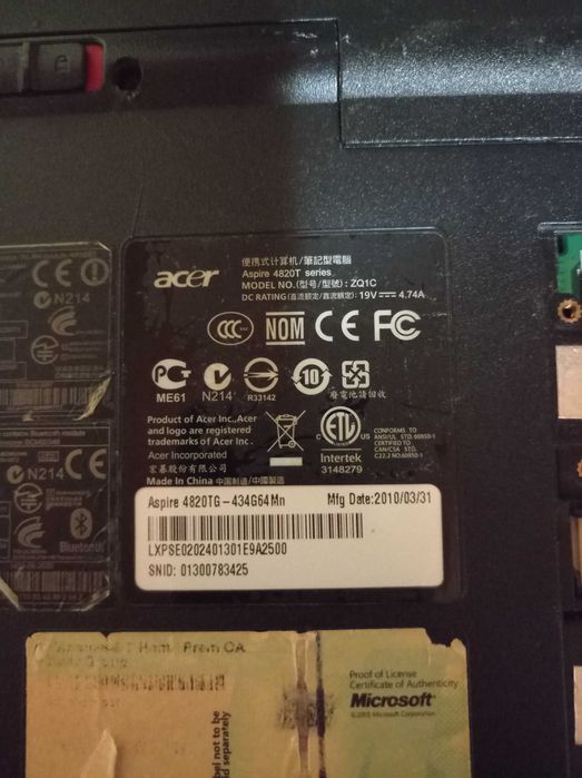 Продавам aser aspire 4820Т за части