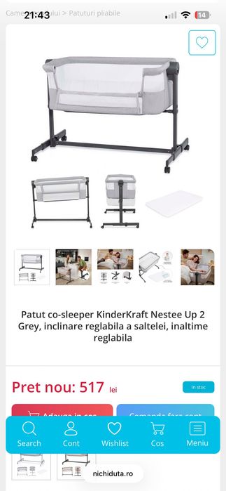 Pătuț Co-Sleeper Kinderkraft Neste UP2