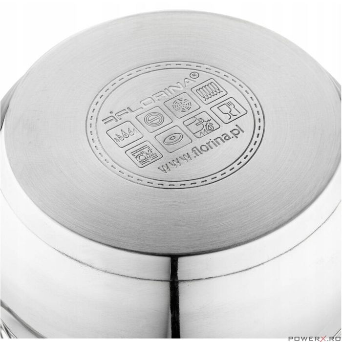 Set 4 oale din inox, cu capac, 1.9 l, 2.6 l, 3.6 l, 4.7 l, argintiu,