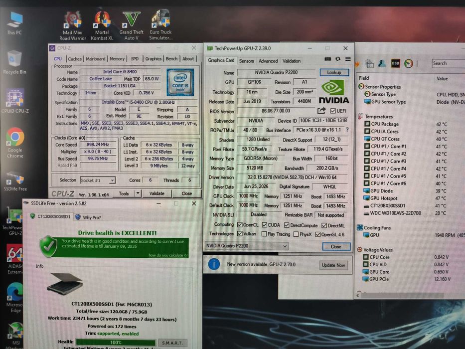 Unitate PC GAMING i5 8400 4.0Ghz/8GB DDR4/Quadro P2200 5GB GDDR5X/SSD/1TB HDD