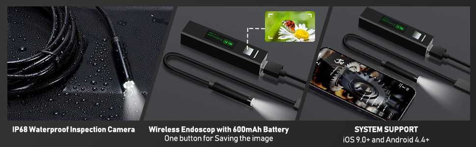 Безжичен WiFi Ендоскоп Камера за Телефон 720p, 5м Кабел, iOS и Android