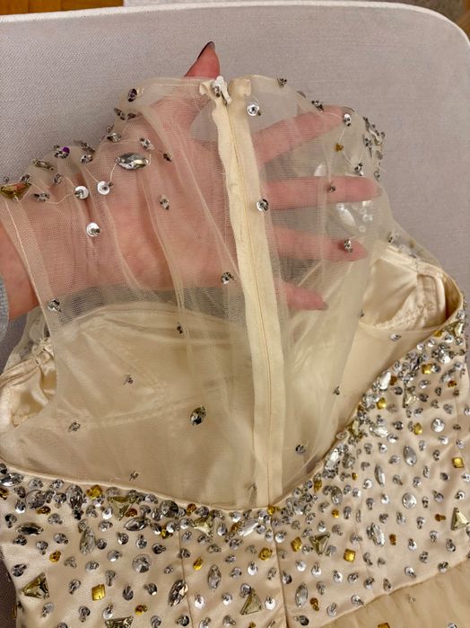 Бална рокля Официална рокля за сватба, рожден ден  с камъни- златна