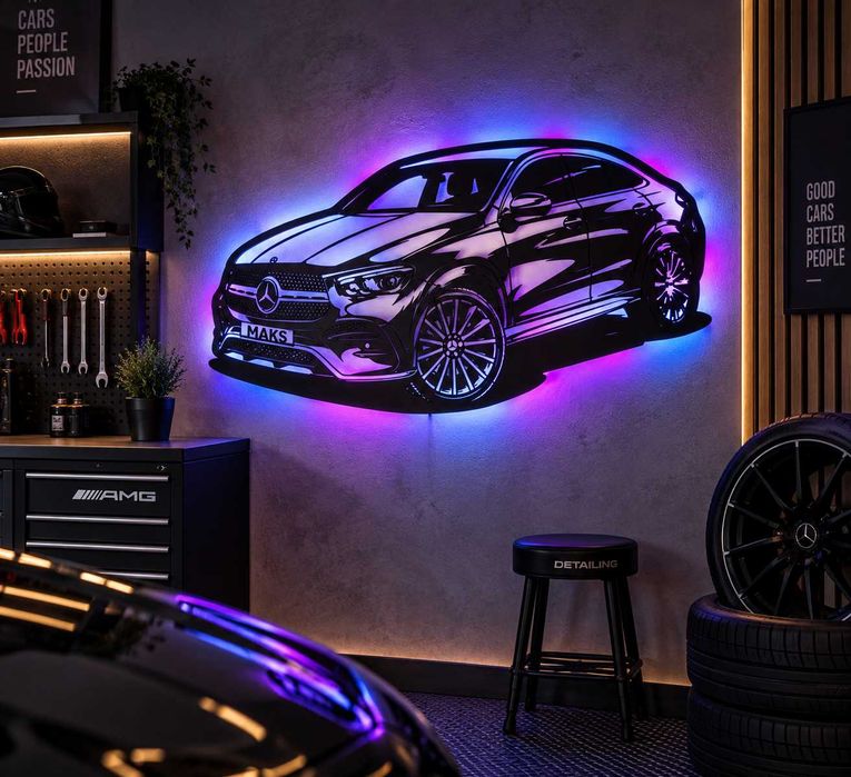 Decor Garaj Auto Panou LED RGB Personalizat cu Masina Ta