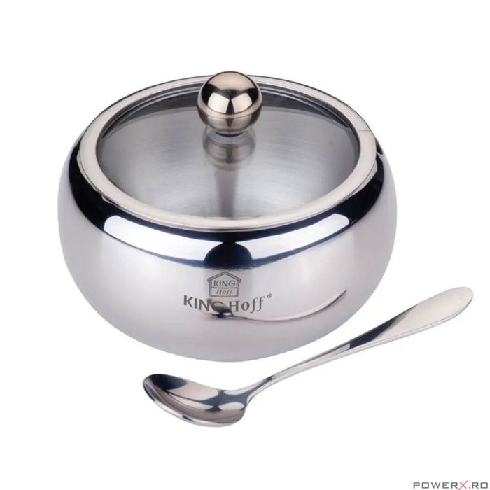 Recipient pentru zahar, condimente, sosuri, cu lingura, inox,