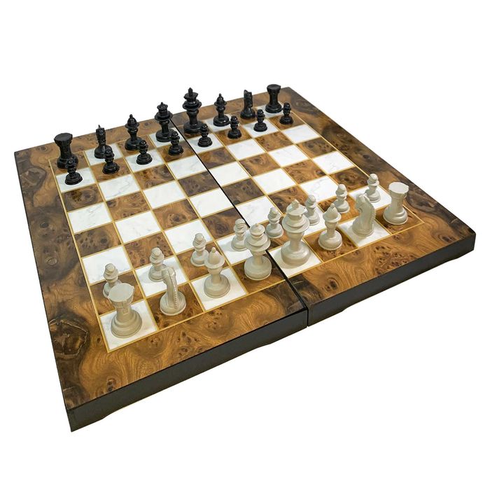 Комплект табла, шах, дама 3в1, дърво, 48x48 см