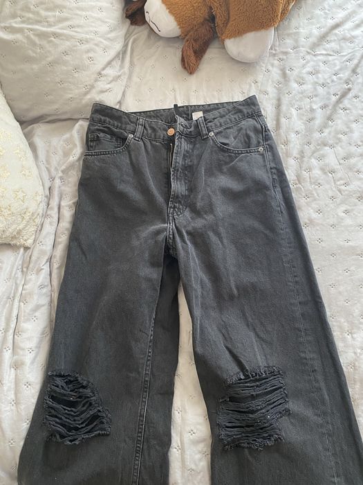 Blugi negri denim H&M nepurtati, noi-nouți MARIMEA 38