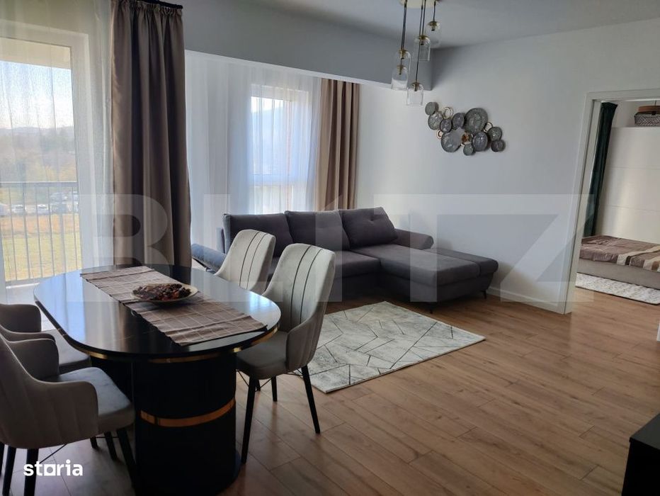 Apartament mobilat si utilat, 56 mp utili, 2 balcoane, lift, la 5 minu