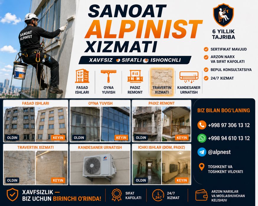 Fasad ishlari alpnisit xizmati - Pardozlash, ta'mirlash Toshkent на Olx
