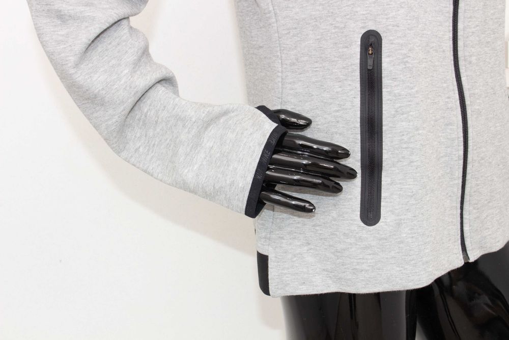 Nike Tech Fleece дамски суичър сивo черен горница с качулка худи L
