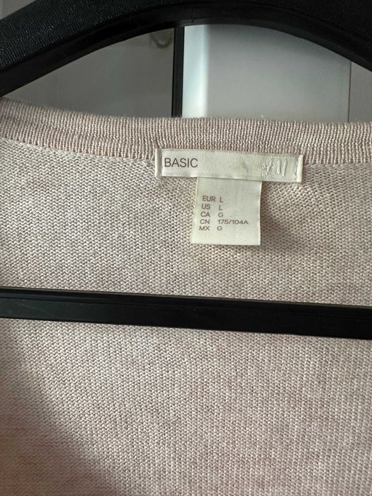 Cardigan / Pulover damă H&M Basic bej / nude din tricot fin cu nasturi – Mărimea L
