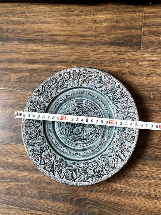 Ръчно изработени гръцка кана и чиния, керамична масивна ваза