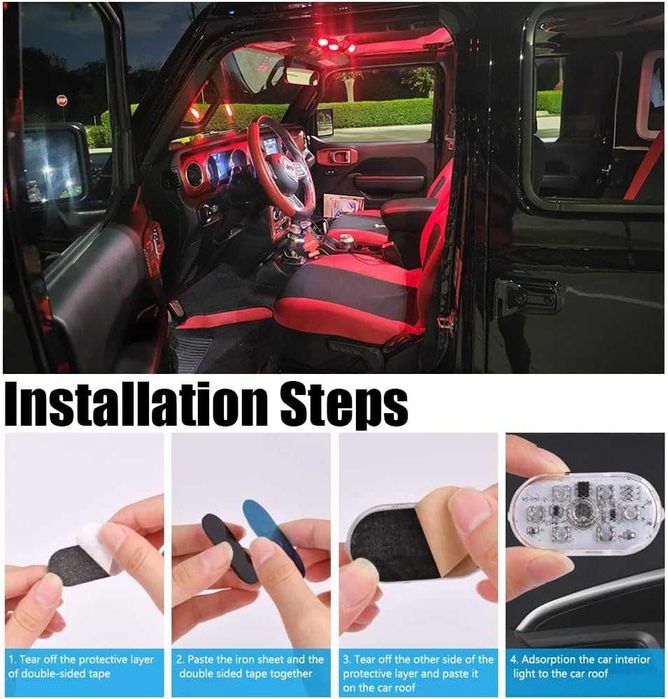 Lampa LED RGB interior masina iluminare ambientala USB magnetica 6 LED