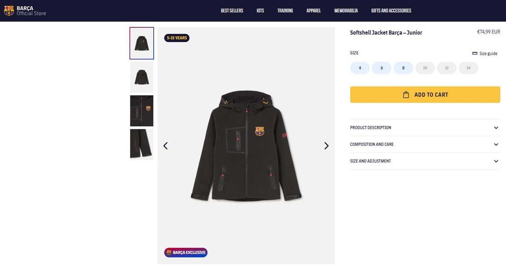 Softshell / skin / jacheta cu gluga FC Barcelona - 100% ORIGINALA!
