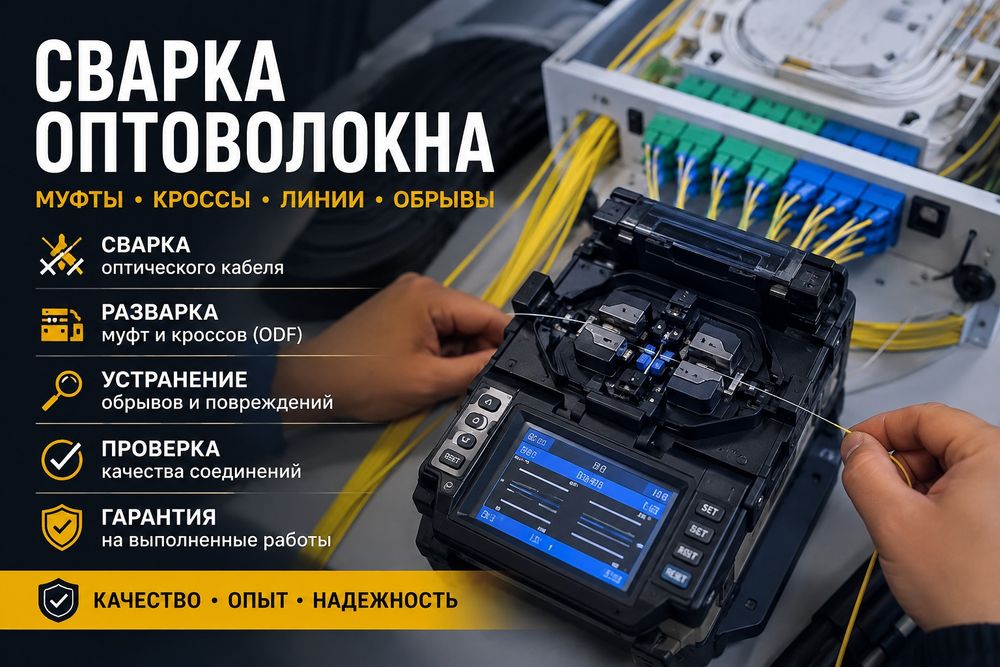 Сварка и разварка оптоволокна | Оптические линии связи (ВОЛС)

Професс