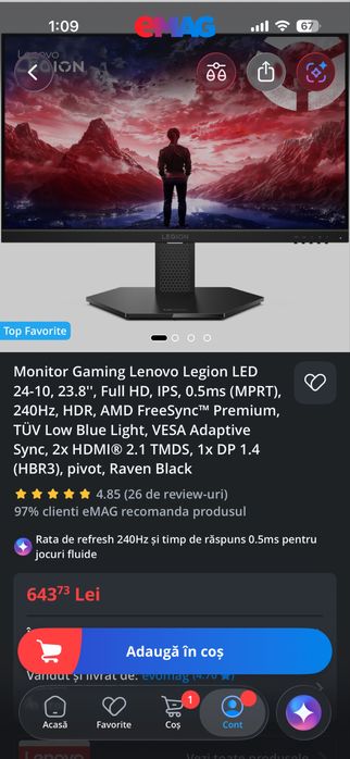 monitor gaming lenevo legion