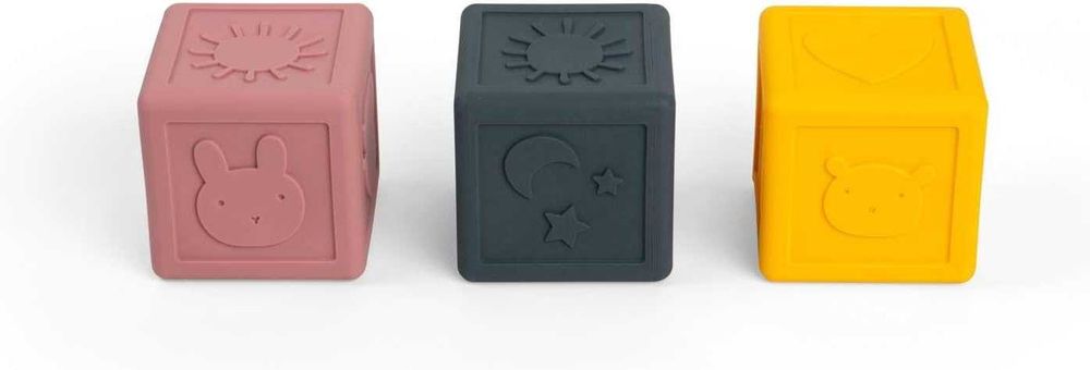 Bigjigs Toys Силиконови сензорни кубчета 3бр меки за деца и бебета