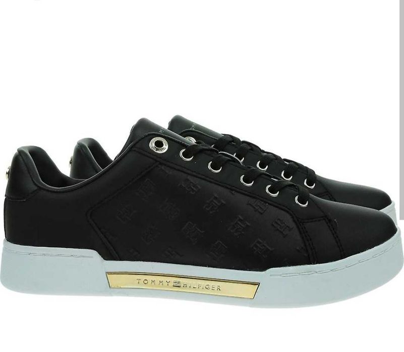 Tommy Hilfiger 36 номер, черни кожени сникърси, кецове с връзки нови