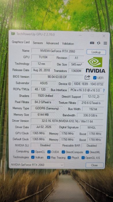 Asus Dual GeForce RTX 2060 EVO 6GB GDDR6