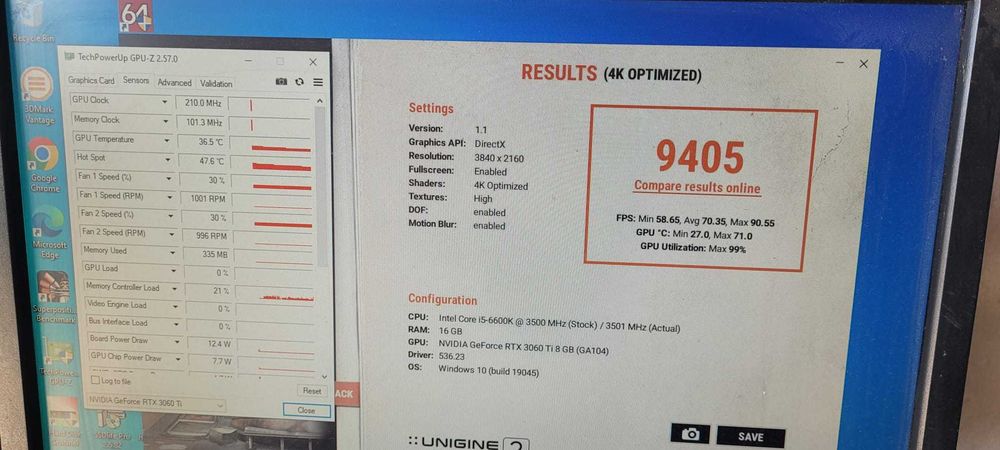 Placa video GeForce RTX 3060Ti de 8GB GDDR6 256-bit , ca noua