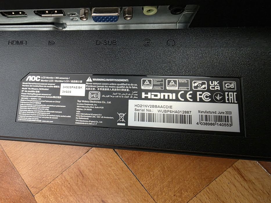 Monitor AOC display spart