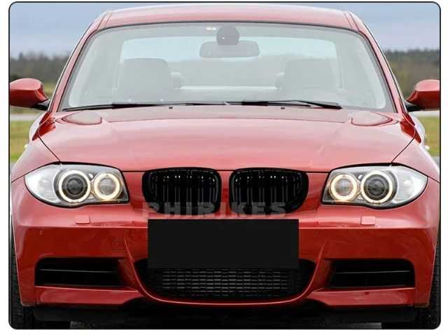 Set Grile Duble M style Radiator Bara Negru Lucios Bmw Seria 1 E81 E82 E87 E88 Lci Facelift 2007-2011, NOI