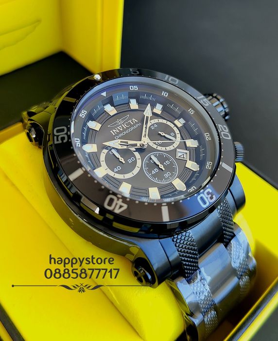INVICTA Chronograph Full metal black 52 mm, Инвикта нов ръчен часовник