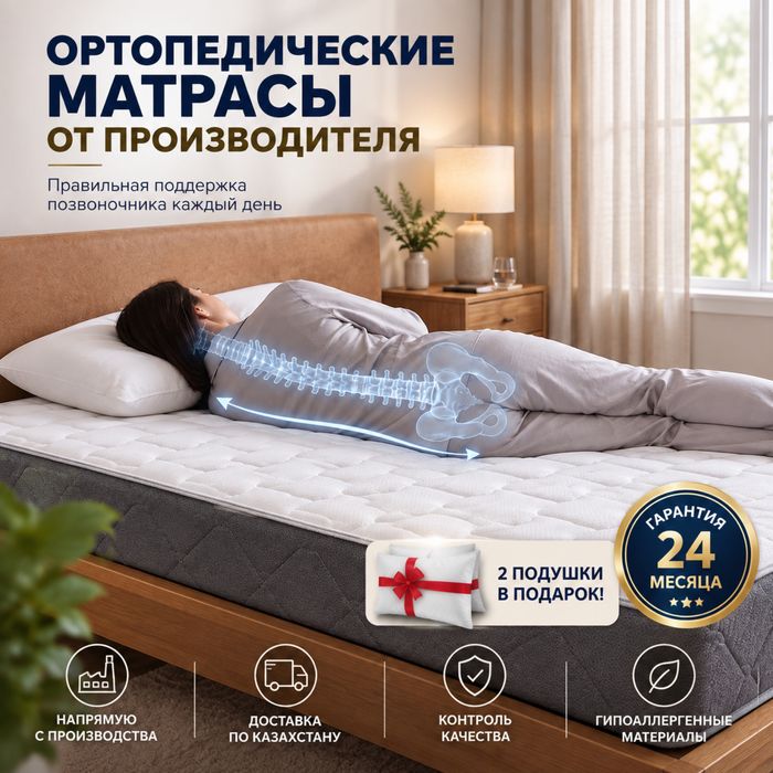 Акция при покупке Ортопедического матраса матрац 2 подушка в подарок