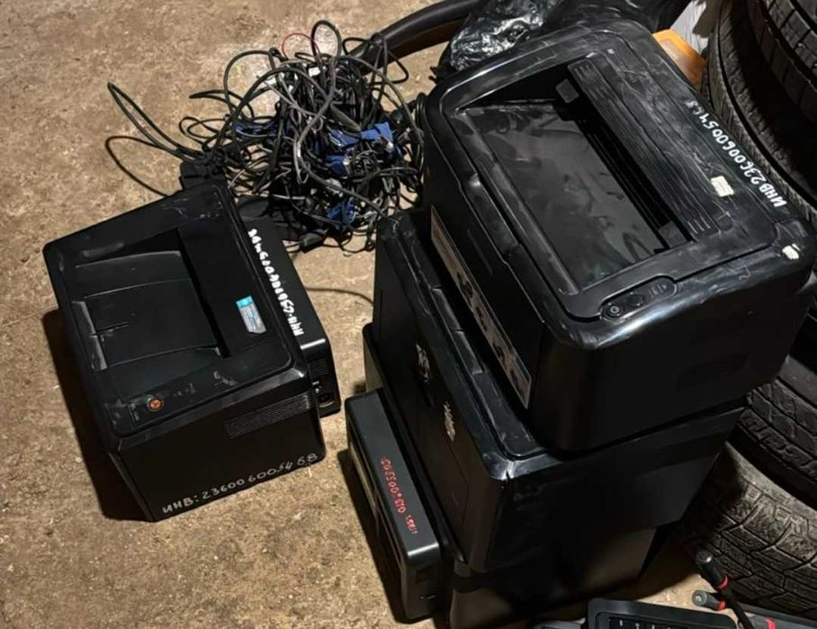 Принтер, Монитор, Процессор, Шкафы