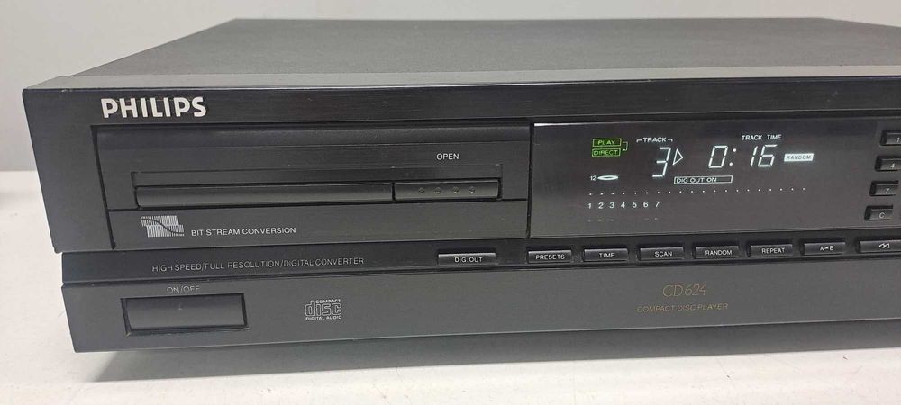 Philips CD624 Vintage CD Player – Bitstream Conversion – Mecanica CDM-4 – Defect Sertar