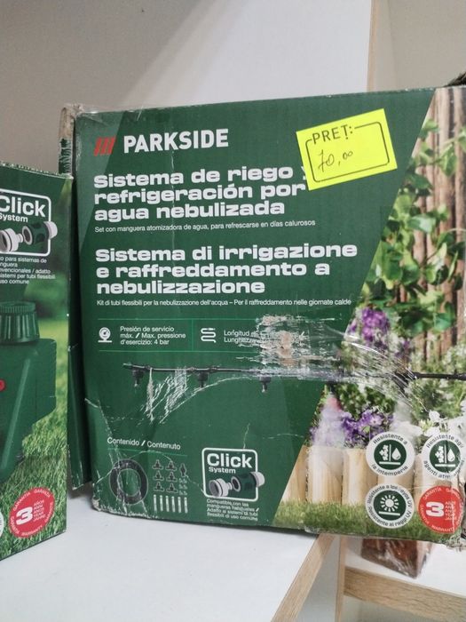 Sistem Pulverizare Apa ParkSide pentru Racire si Irigare 10m – Duze Alama Reglabile, Furtun UV Rezistent, Terasa & Gradina