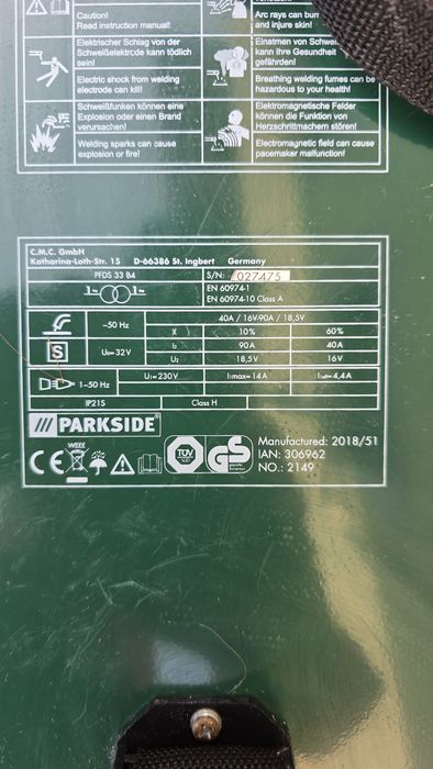 Aparat de sudura mig mag Parkside PFDS 33B4