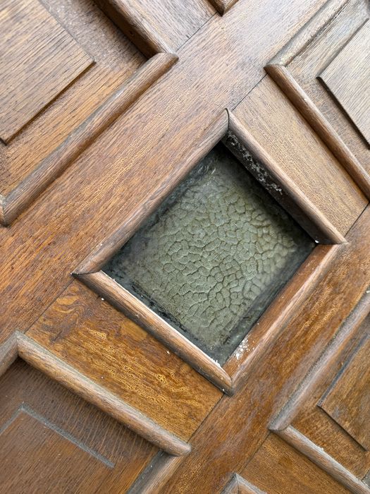 Ușă veche din lemn masiv, model geometric, vintage – 2015 × 960 mm
