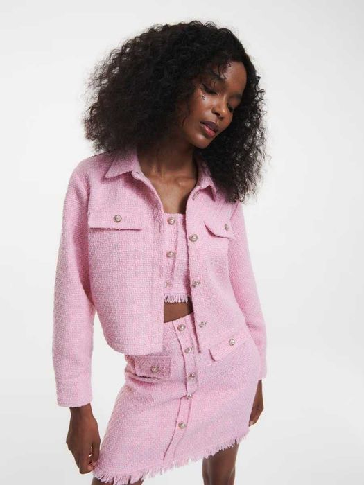 Сет от пола, бюстие и риза Reserved със съдържание на вълна, в розово