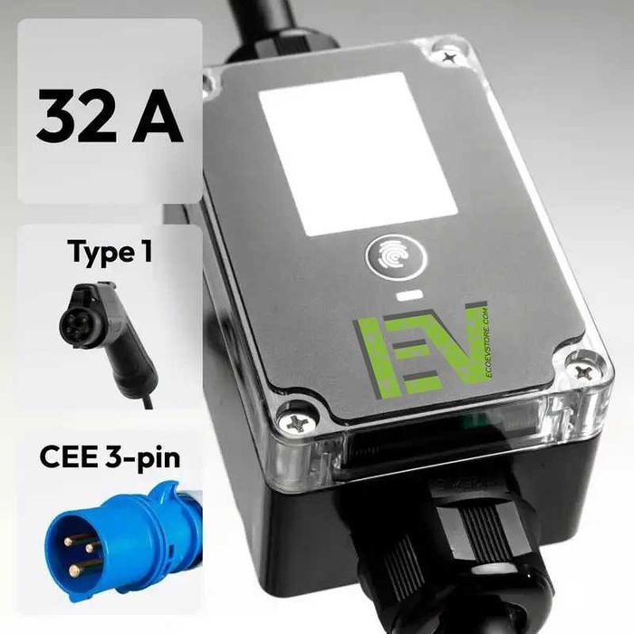 Акция Зарядно устройство за електромобил 7 кВт Eveus тип 1, тип 2, GBT